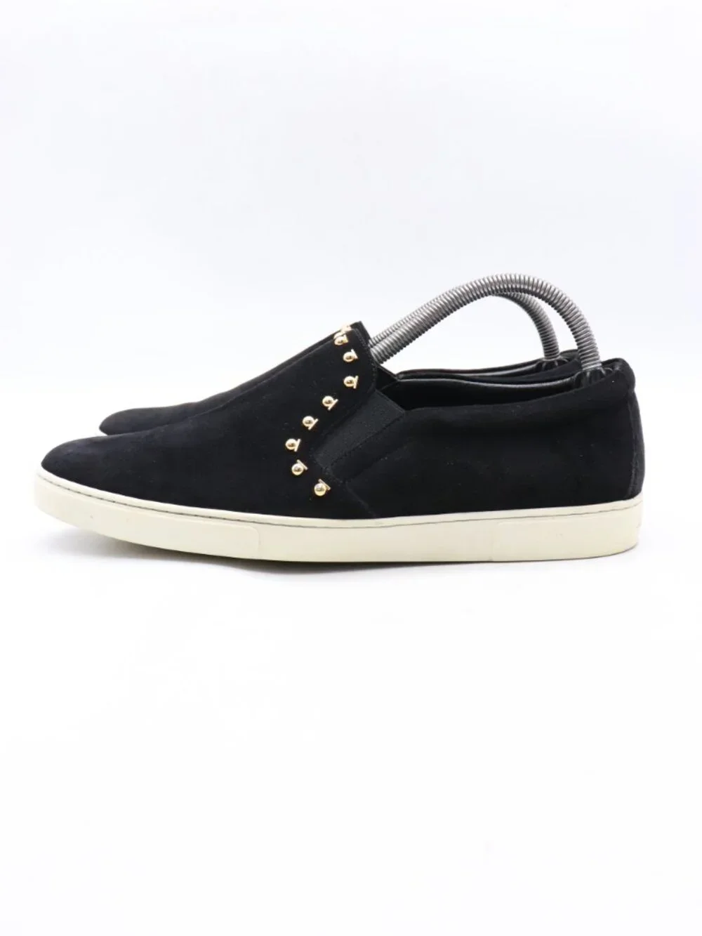 Salvatore Ferragamo Women's Size 11 C Slip On Black Suede Studded Sneakers